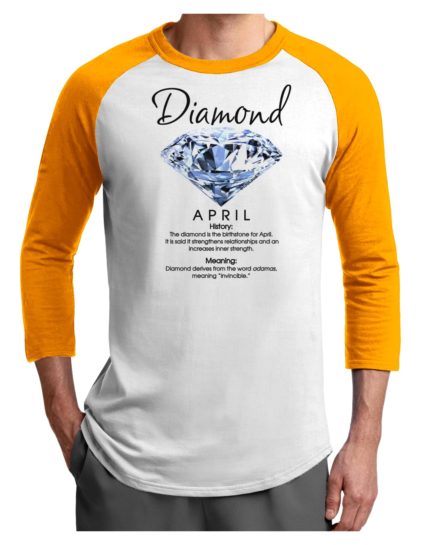 Birthstone Diamond Adult Raglan Shirt-Raglan Shirt-TooLoud-White-Gold-X-Small-Davson Sales