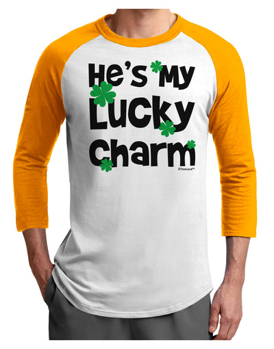 He's My Lucky Charm - Matching Couples Design Adult Raglan Shirt by TooLoud-Mens T-Shirt-TooLoud-White-Gold-X-Small-Davson Sales