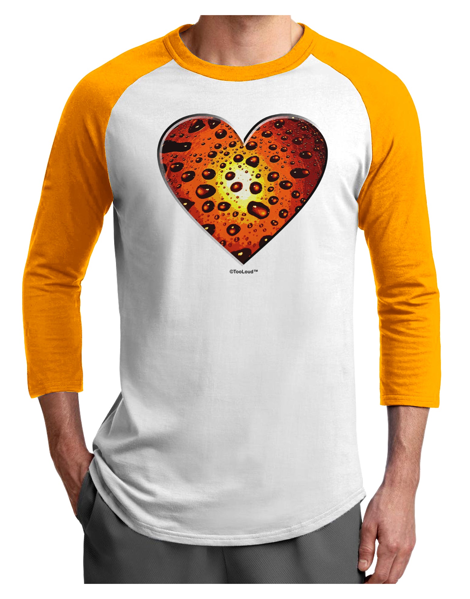 Water Droplet Heart Orange Adult Raglan Shirt by TooLoud-TooLoud-White-Gold-X-Small-Davson Sales