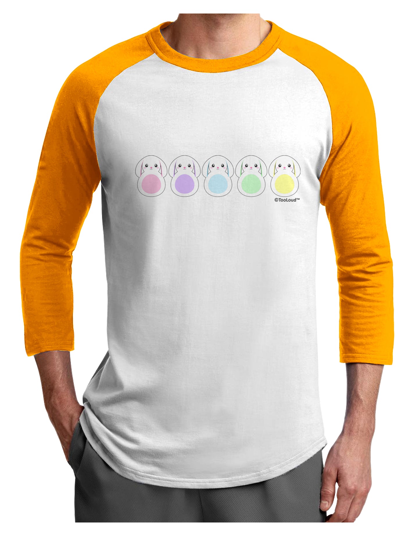 Cute Pastel Bunnies Adult Raglan Shirt by TooLoud-TooLoud-White-Gold-X-Small-Davson Sales
