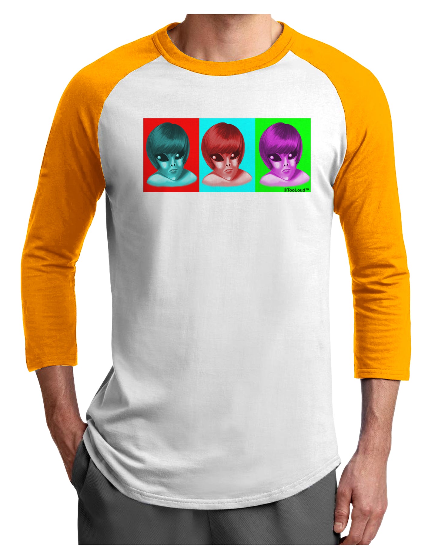 Extraterrestial Pop-art #1 Adult Raglan Shirt by TooLoud-TooLoud-White-Gold-X-Small-Davson Sales