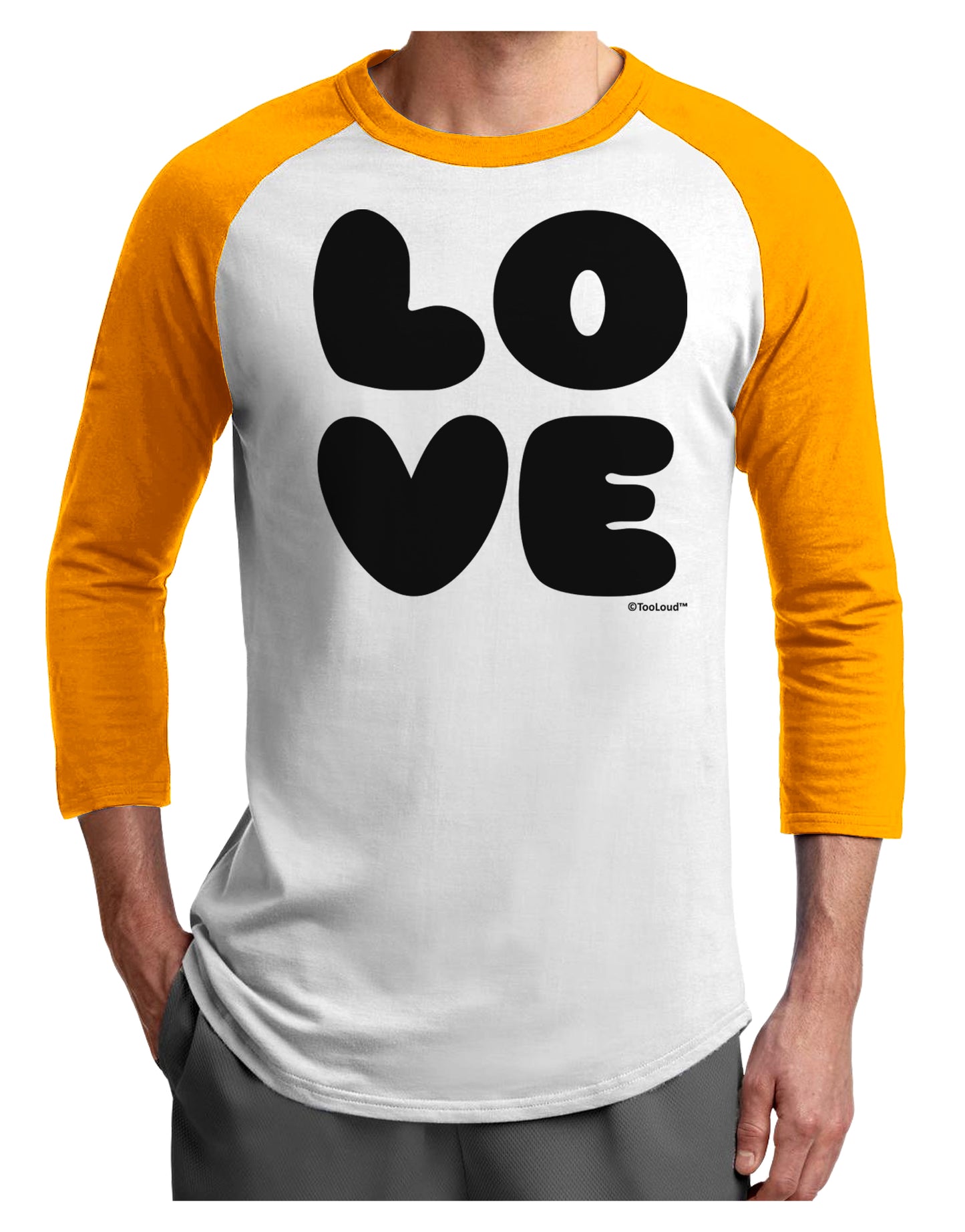 LOVE Text Adult Raglan Shirt by TooLoud-TooLoud-White-Gold-X-Small-Davson Sales