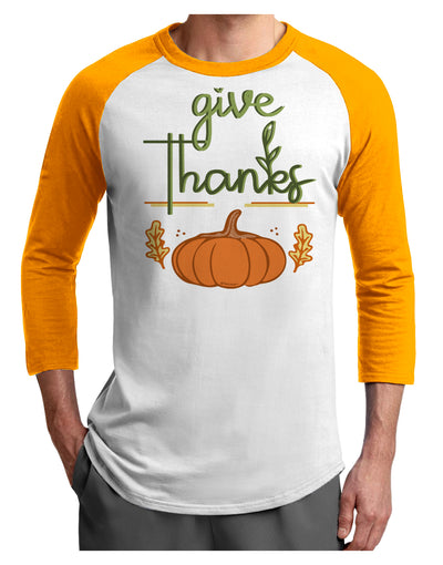 Give Thanks Adult Raglan Shirt-Mens T-Shirt-TooLoud-White-Gold-X-Small-Davson Sales