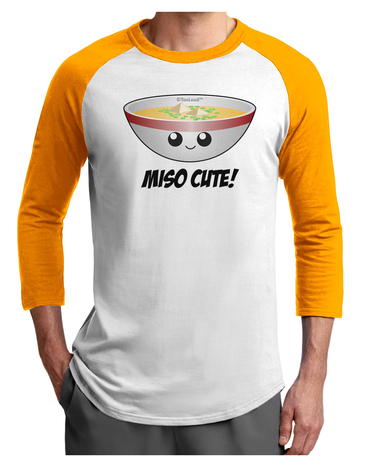 Miso Cute - Cute Miso Soup Bowl Adult Raglan Shirt by TooLoud-TooLoud-White-Gold-X-Small-Davson Sales
