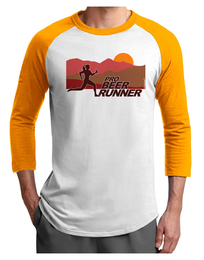 Pro Beer Runner Woman Adult Raglan Shirt-TooLoud-White-Gold-X-Small-Davson Sales