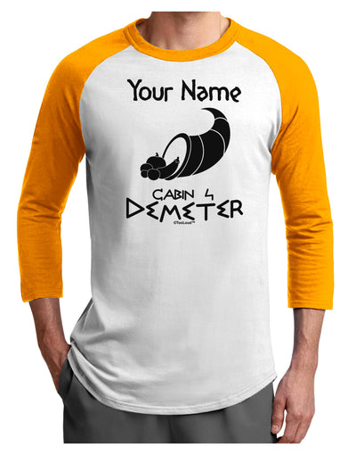 Personalized Cabin 4 Demeter Adult Raglan Shirt-TooLoud-White-Gold-X-Small-Davson Sales