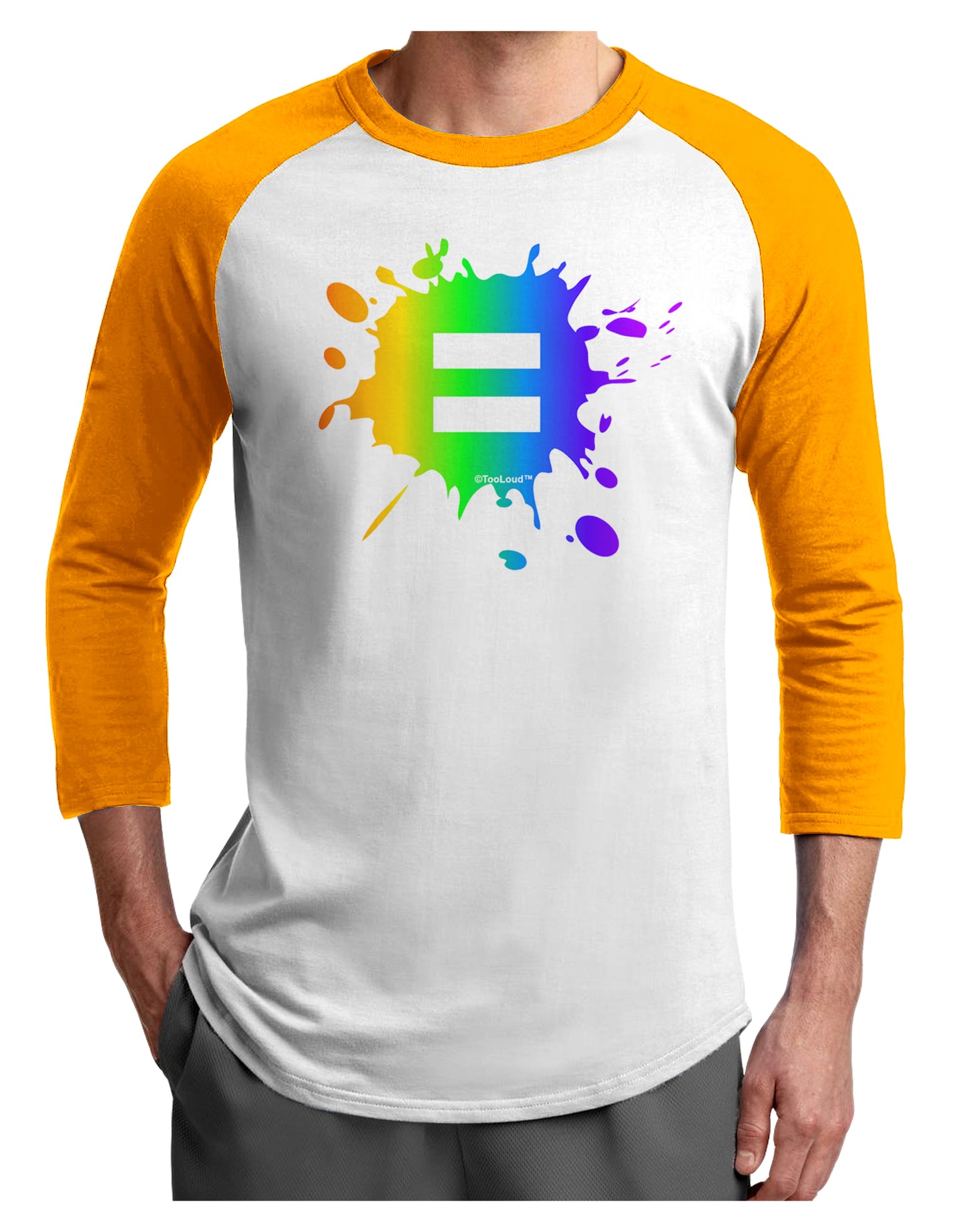 Equal Rainbow Paint Splatter Adult Raglan Shirt by TooLoud-TooLoud-White-Gold-X-Small-Davson Sales