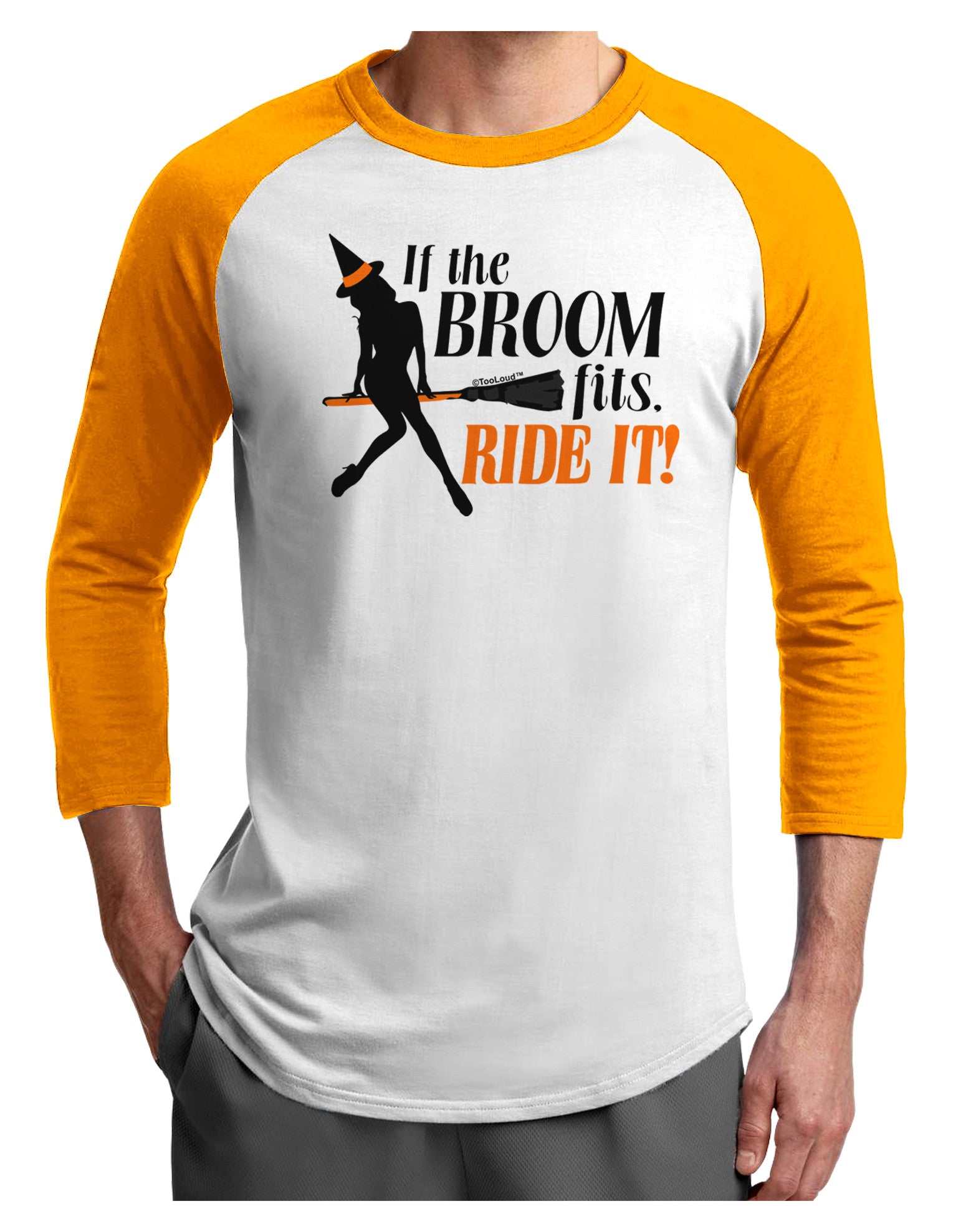 Ride It Orange Adult Raglan Shirt-Raglan Shirt-TooLoud-White-Gold-X-Small-Davson Sales