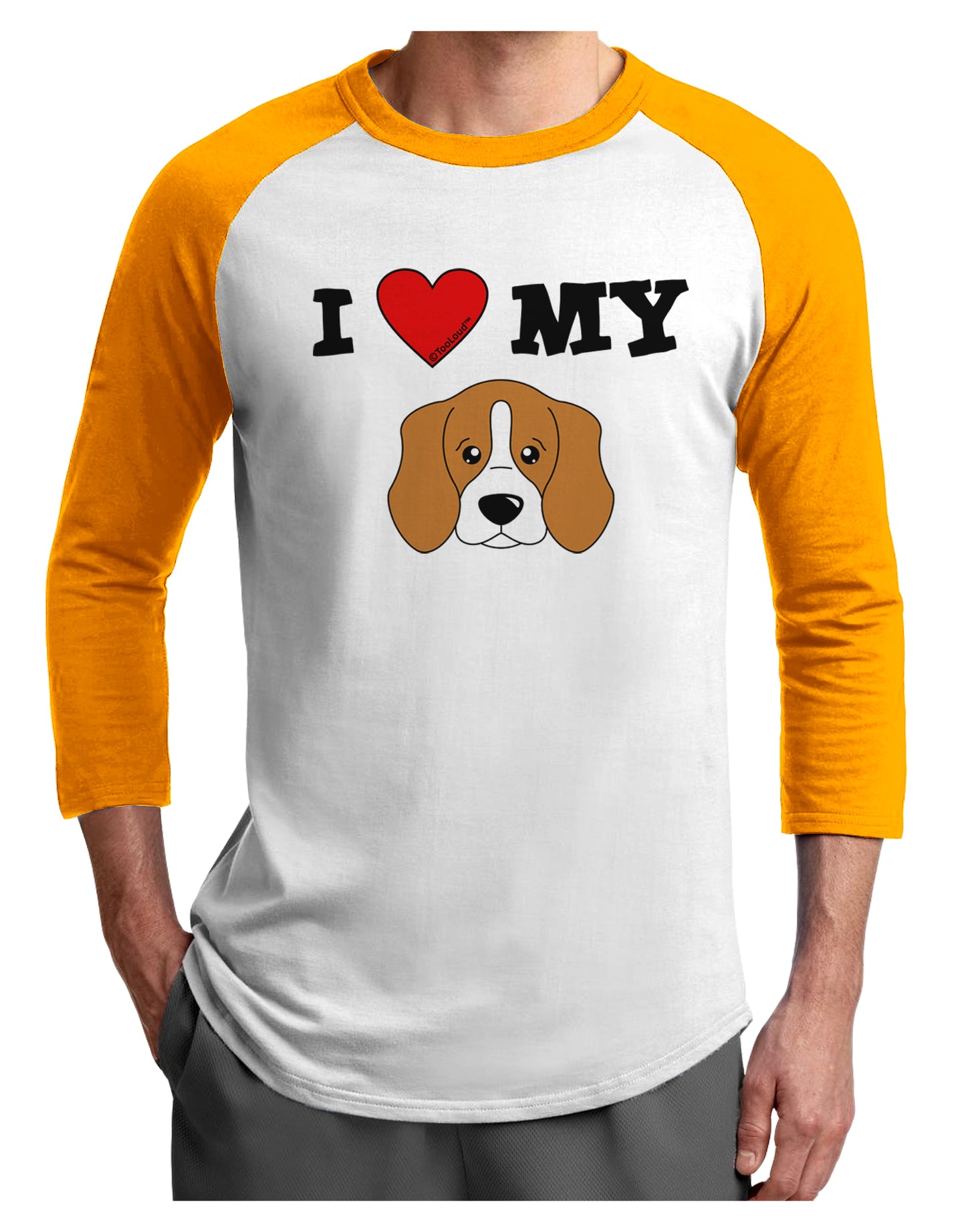 I Heart My - Cute Beagle Dog Adult Raglan Shirt by TooLoud-TooLoud-White-Gold-X-Small-Davson Sales