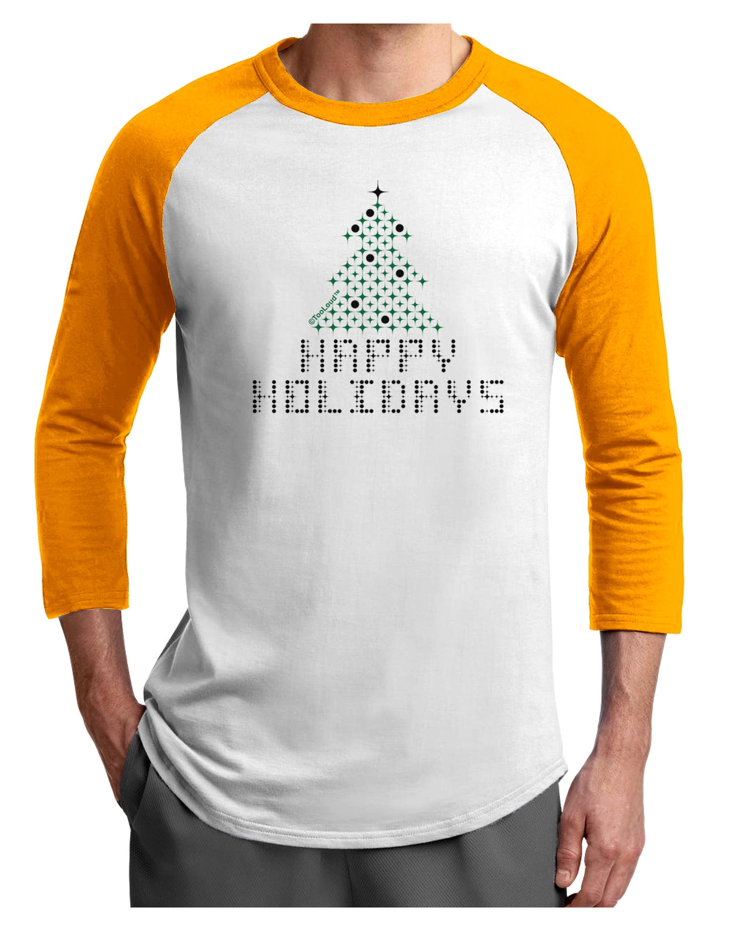 Happy Holidays Sparkles Adult Raglan Shirt-Raglan Shirt-TooLoud-White-Gold-X-Small-Davson Sales