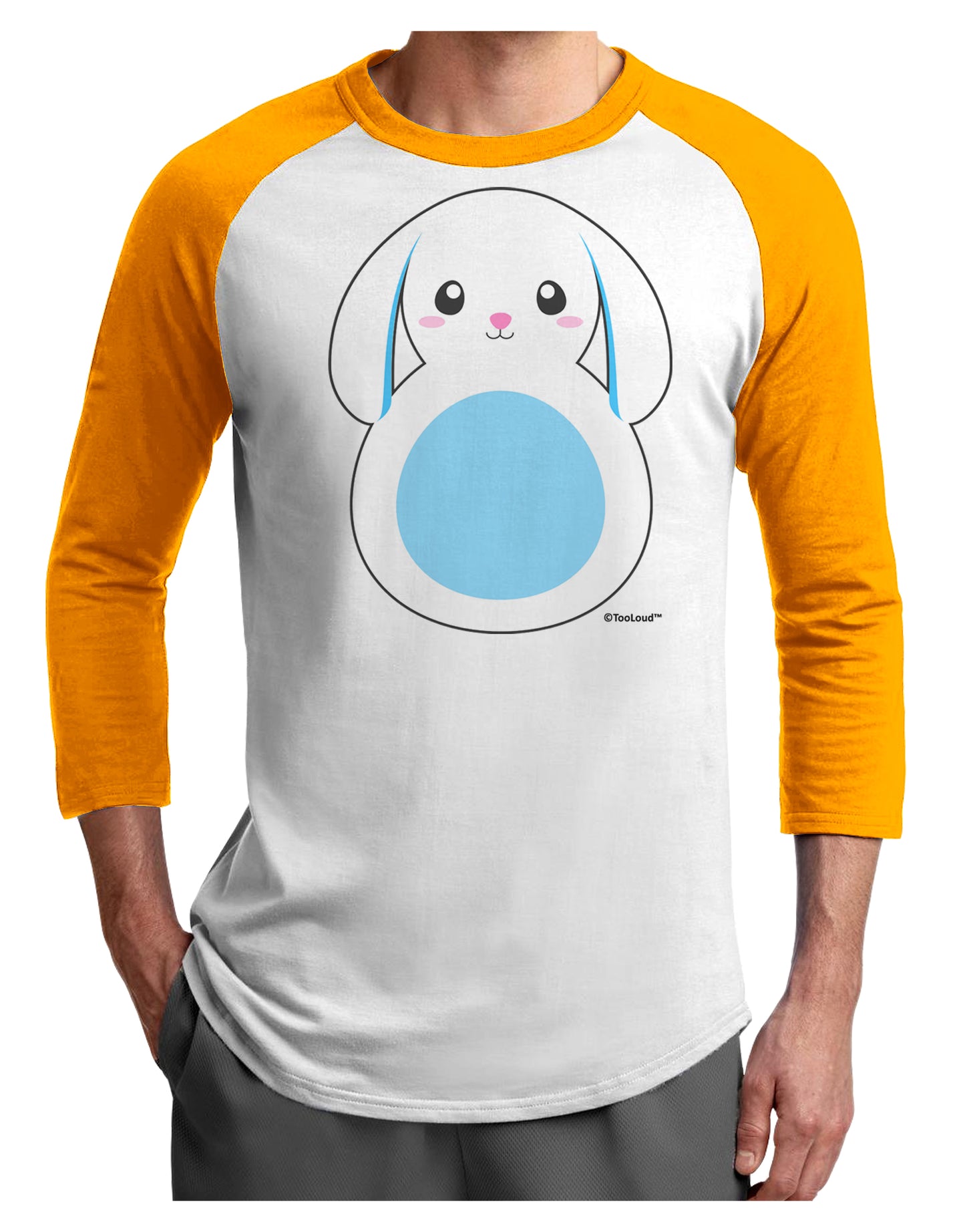 Cute Bunny with Floppy Ears - Blue Adult Raglan Shirt by TooLoud-TooLoud-White-Gold-X-Small-Davson Sales