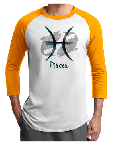 Pisces Symbol Adult Raglan Shirt-TooLoud-White-Gold-X-Small-Davson Sales