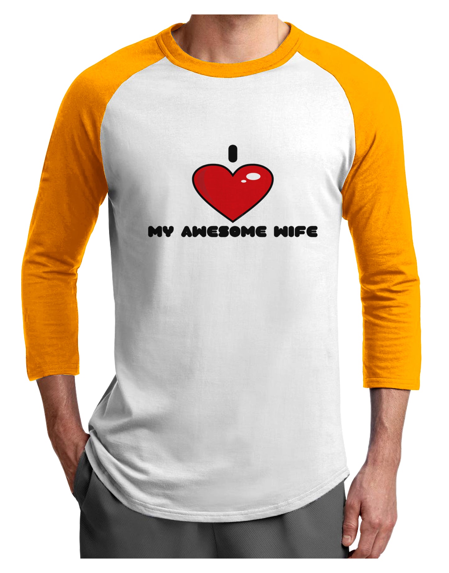 I Heart My Awesome Wife Adult Raglan Shirt by TooLoud-TooLoud-White-Gold-X-Small-Davson Sales