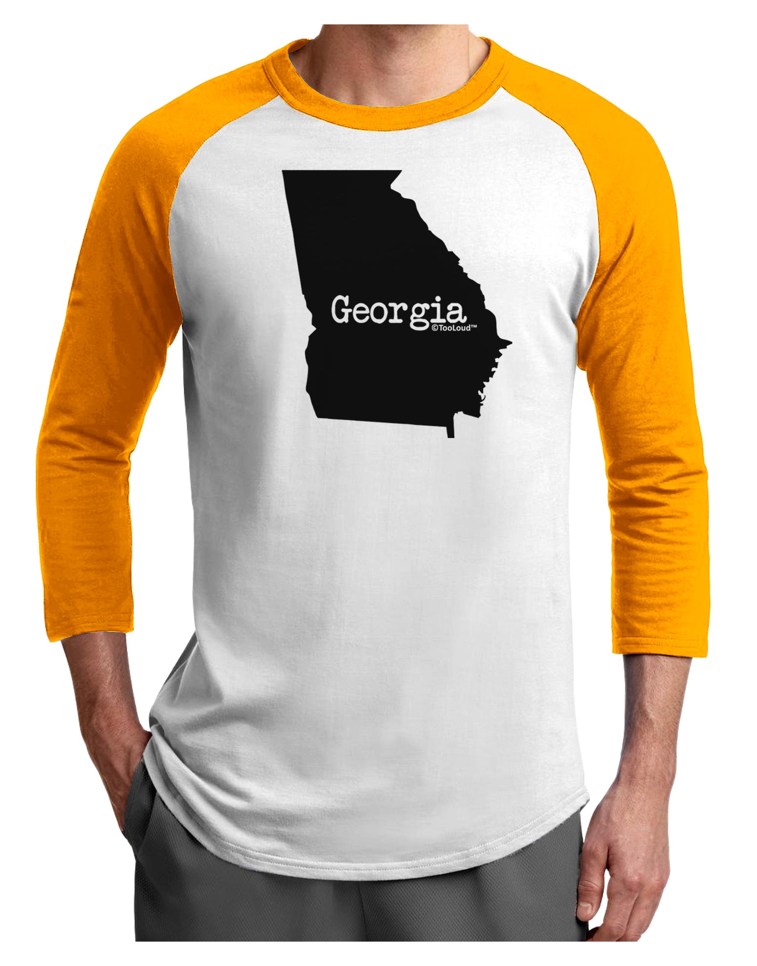 Georgia - United States Shape Adult Raglan Shirt by TooLoud-TooLoud-White-Gold-X-Small-Davson Sales