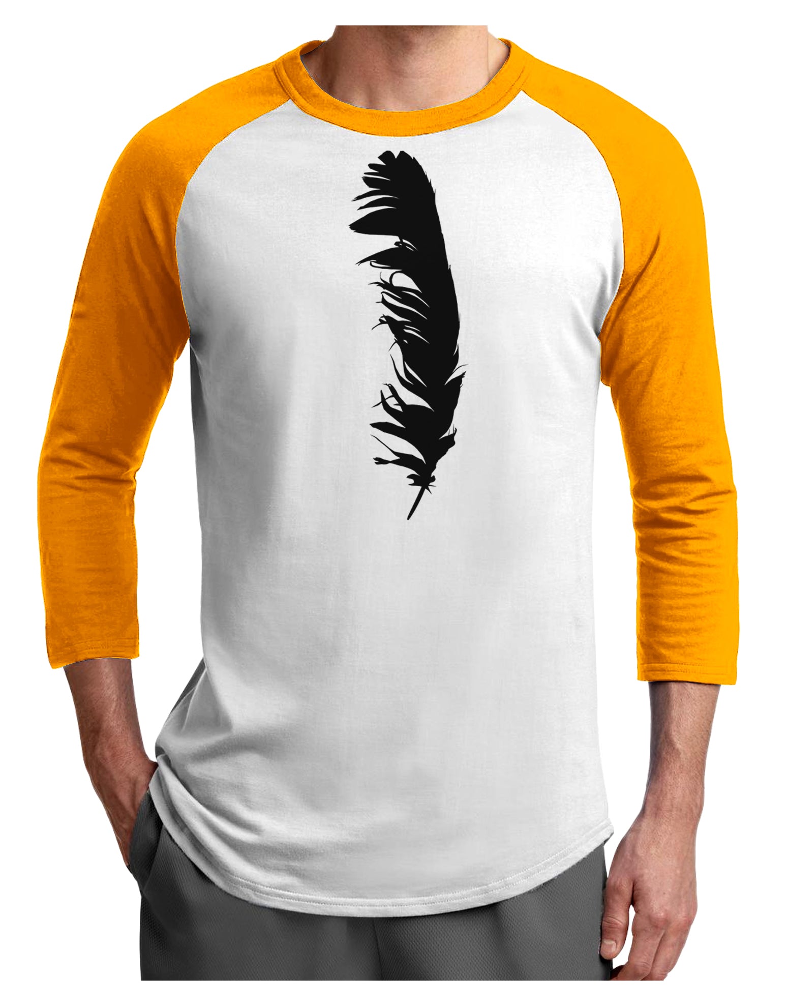 Black Feather Adult Raglan Shirt-Raglan Shirt-TooLoud-White-Gold-X-Small-Davson Sales