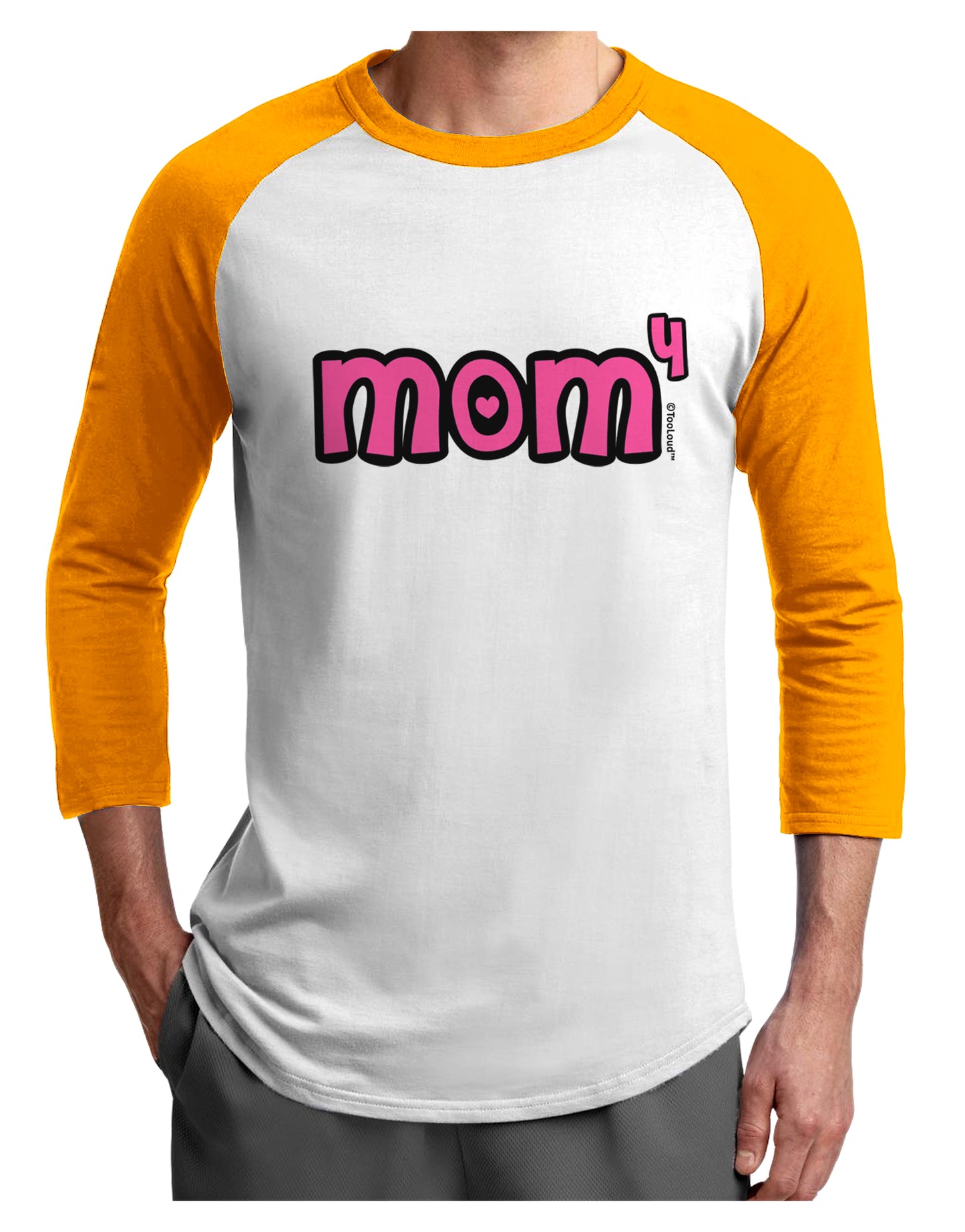 Mom to the Fourth Power - Cute Mom of 4 Design Adult Raglan Shirt by TooLoud-TooLoud-White-Gold-X-Small-Davson Sales