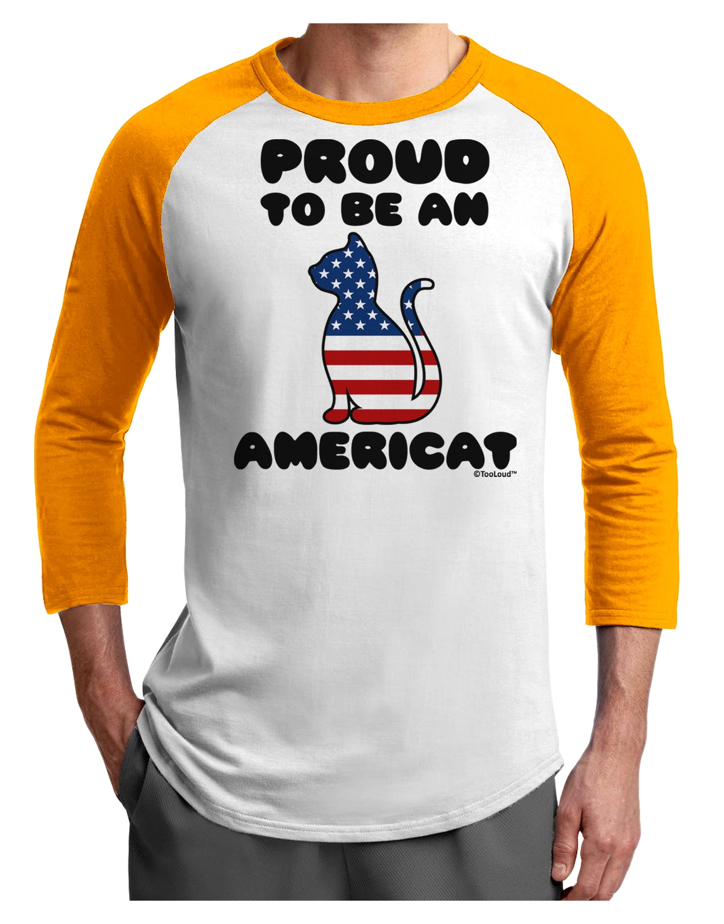 Proud to Be an Americat Adult Raglan Shirt by TooLoud-TooLoud-White-Gold-X-Small-Davson Sales