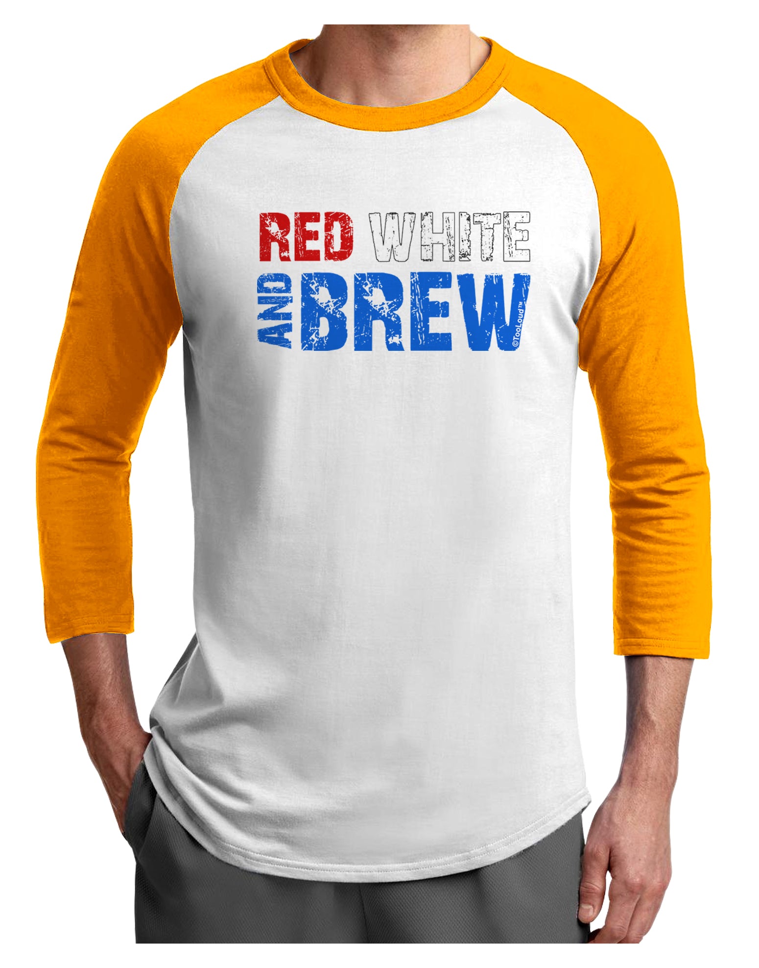 Red White and Brew Color Adult Raglan Shirt by TooLoud-TooLoud-White-Gold-X-Small-Davson Sales