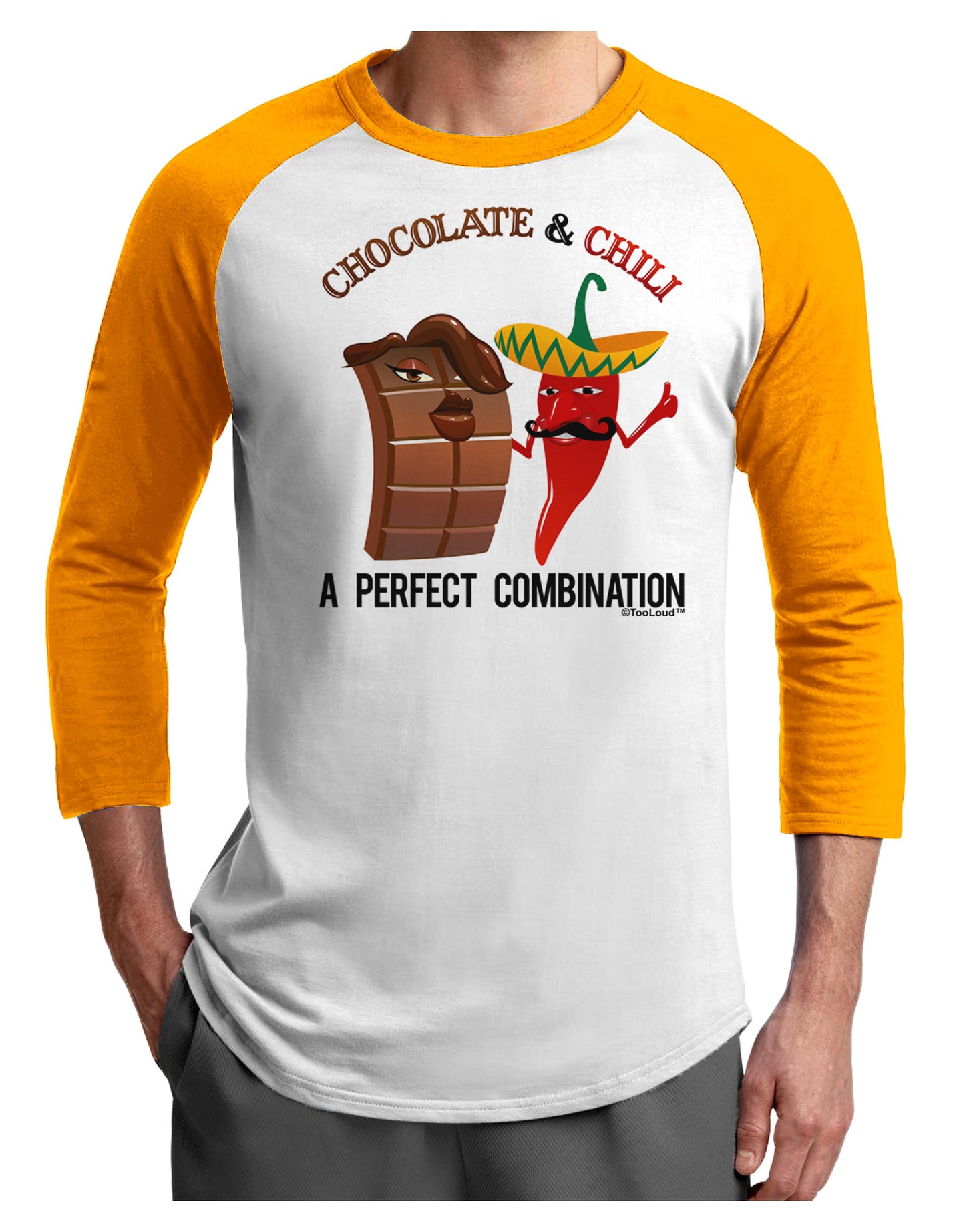 Chiles and Chocolate Adult Raglan Shirt-Raglan Shirt-TooLoud-White-Gold-X-Small-Davson Sales