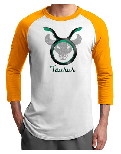 Taurus Symbol Adult Raglan Shirt-TooLoud-White-Gold-X-Small-Davson Sales