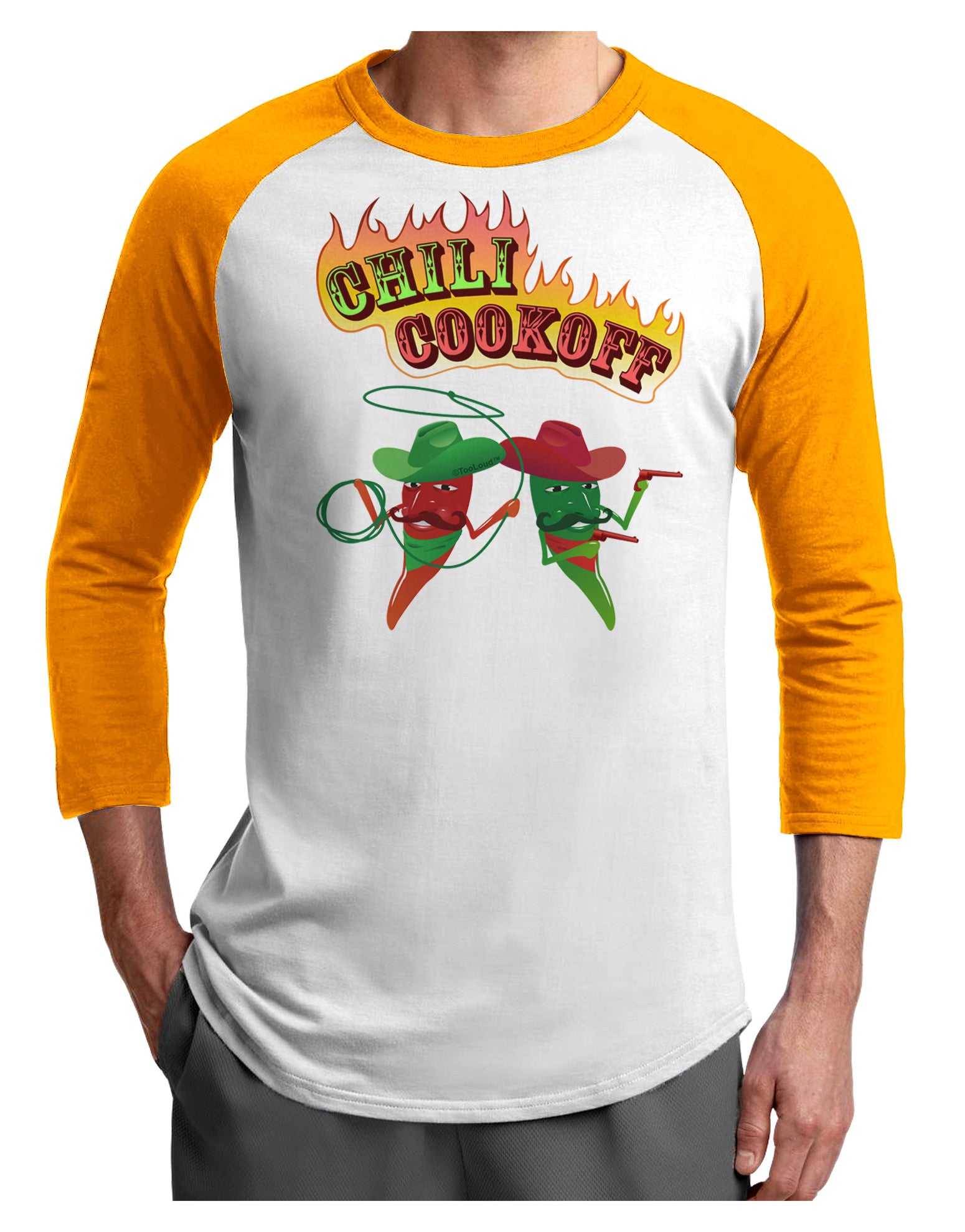 Cowboy Chili Cookoff Adult Raglan Shirt-Raglan Shirt-TooLoud-White-Gold-X-Small-Davson Sales
