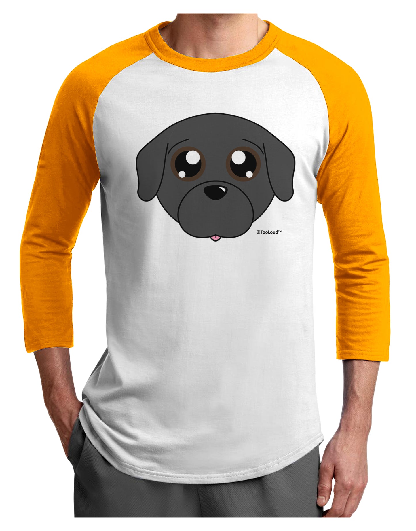 Cute Pug Dog - Black Adult Raglan Shirt by TooLoud-TooLoud-White-Gold-X-Small-Davson Sales