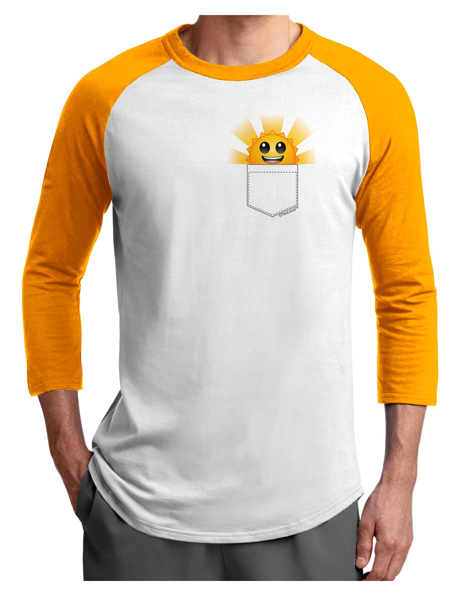 Sunshine In My Pocket Adult Raglan Shirt-Raglan Shirt-TooLoud-White-Gold-X-Small-Davson Sales