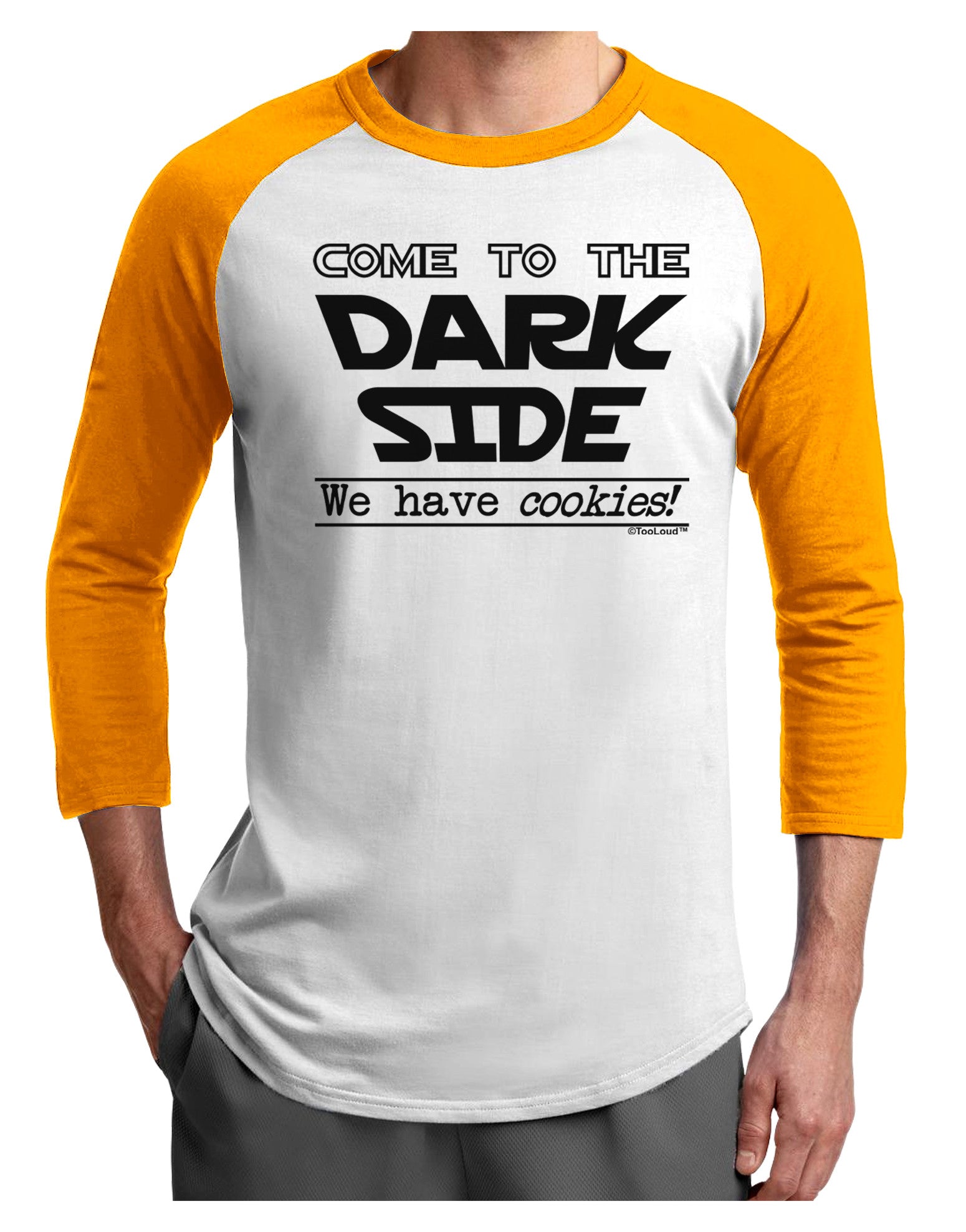 Come To The Dark Side - Cookies Adult Raglan Shirt by-Raglan Shirt-TooLoud-White-Gold-X-Small-Davson Sales