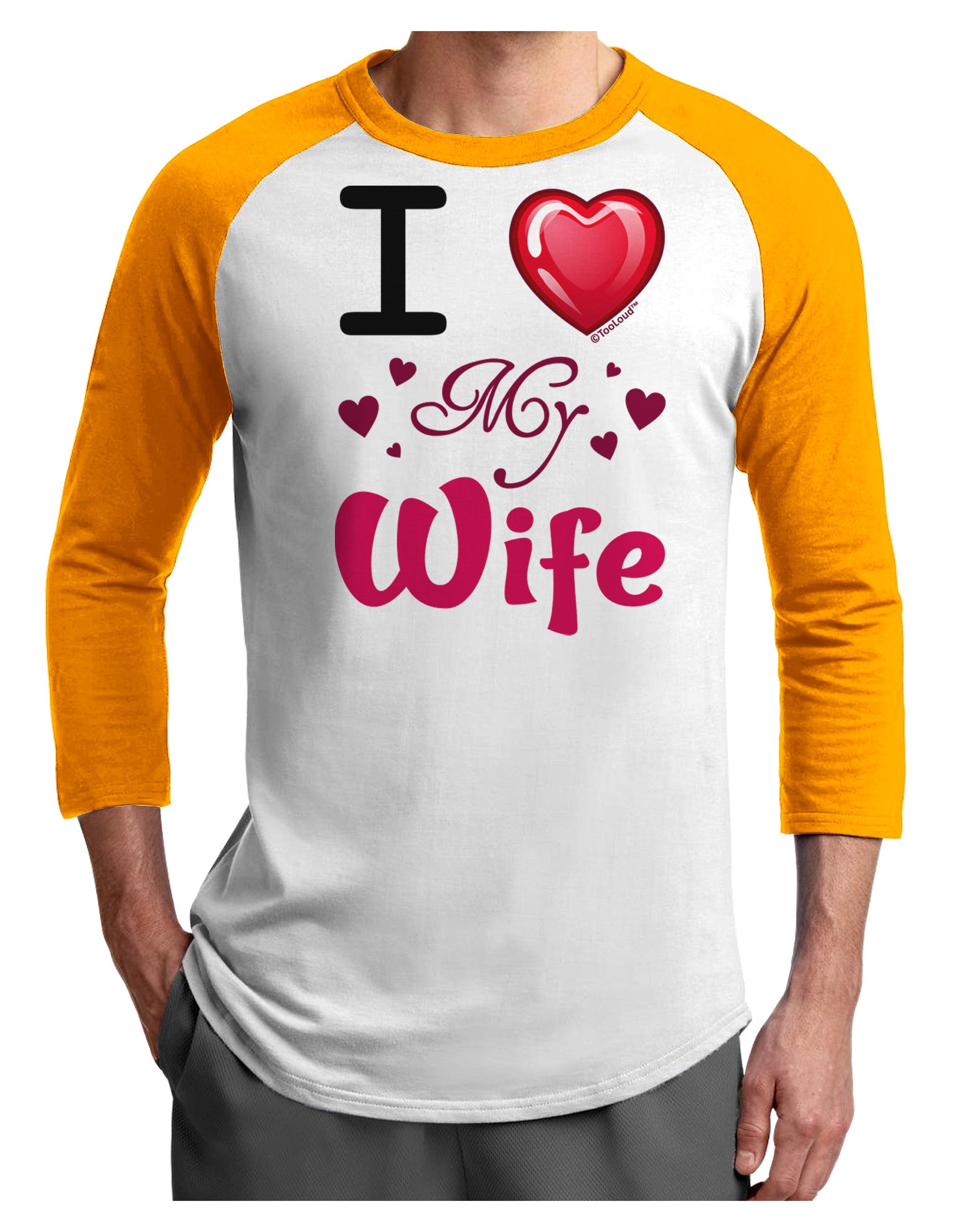 I Love Heart My Wife Adult Raglan Shirt-Raglan Shirt-TooLoud-White-Gold-X-Small-Davson Sales