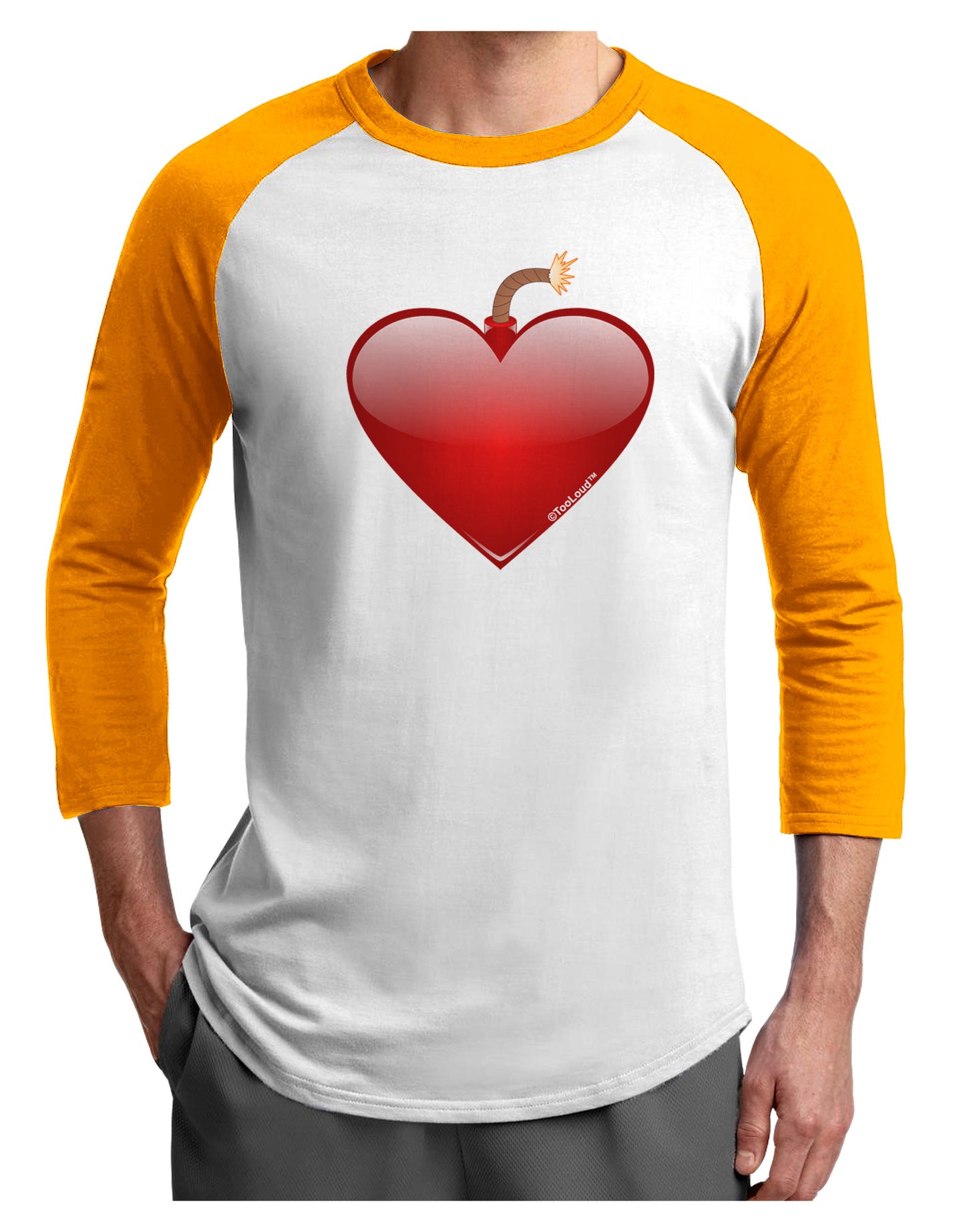 Love Bomb Adult Raglan Shirt-TooLoud-White-Gold-X-Small-Davson Sales