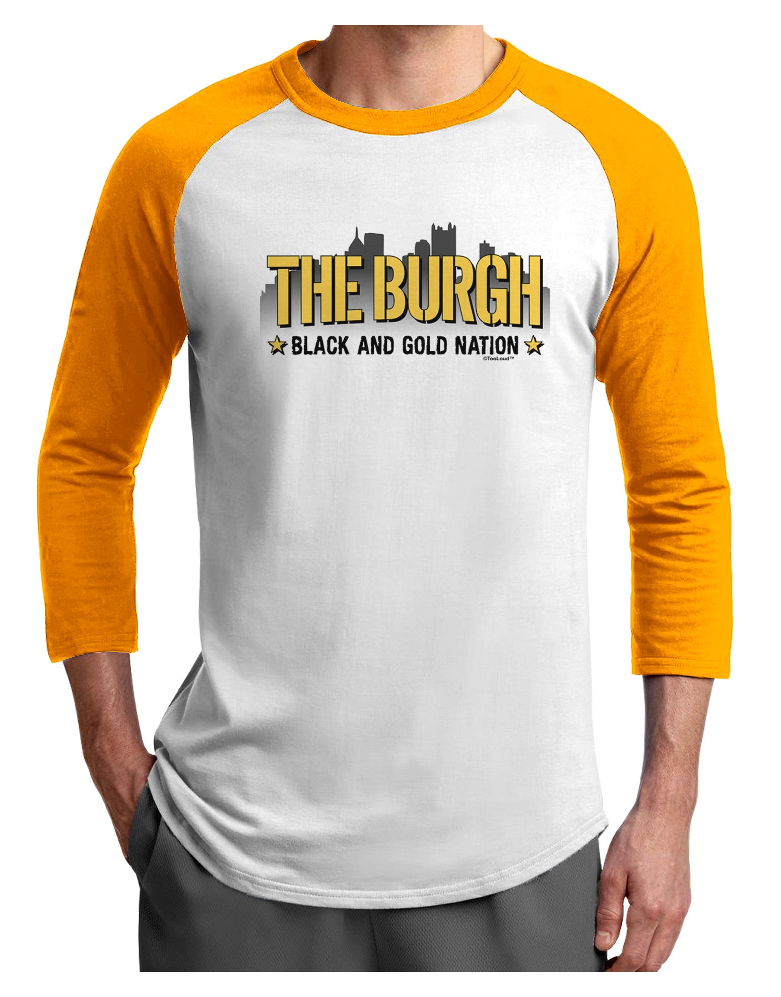 The Burgh Adult Raglan Shirt-Raglan Shirt-TooLoud-White-Gold-X-Small-Davson Sales