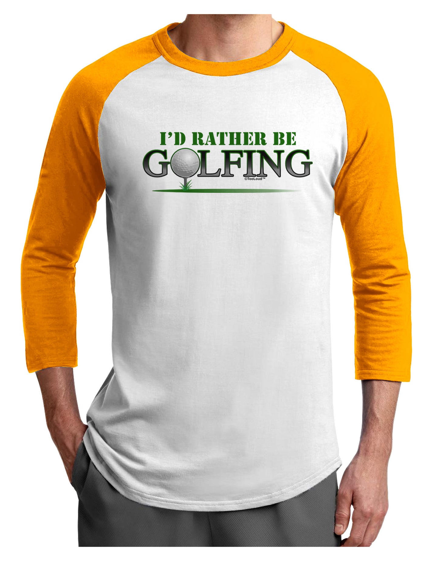 I'd Rather Be Golfing Adult Raglan Shirt-Raglan Shirt-TooLoud-White-Gold-X-Small-Davson Sales