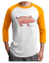Bacon Pig Silhouette Adult Raglan Shirt by TooLoud-Raglan Shirt-TooLoud-White-Gold-X-Small-Davson Sales