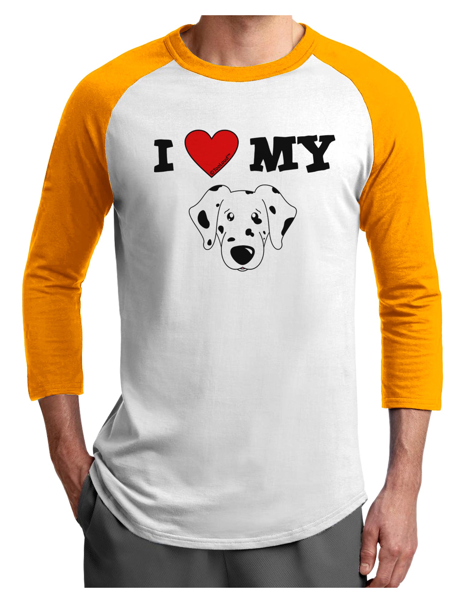 I Heart My - Cute Dalmatian Dog Adult Raglan Shirt by TooLoud-TooLoud-White-Gold-X-Small-Davson Sales