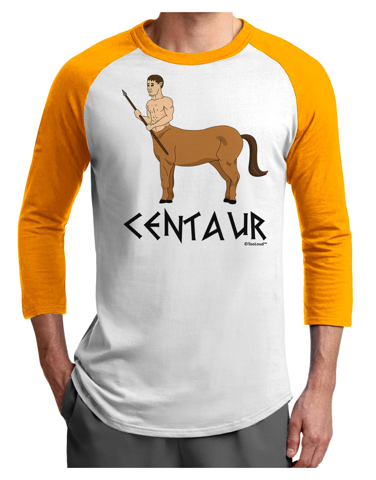 Greek Mythology Centaur Design - Color - Text Adult Raglan Shirt by TooLoud-TooLoud-White-Gold-X-Small-Davson Sales