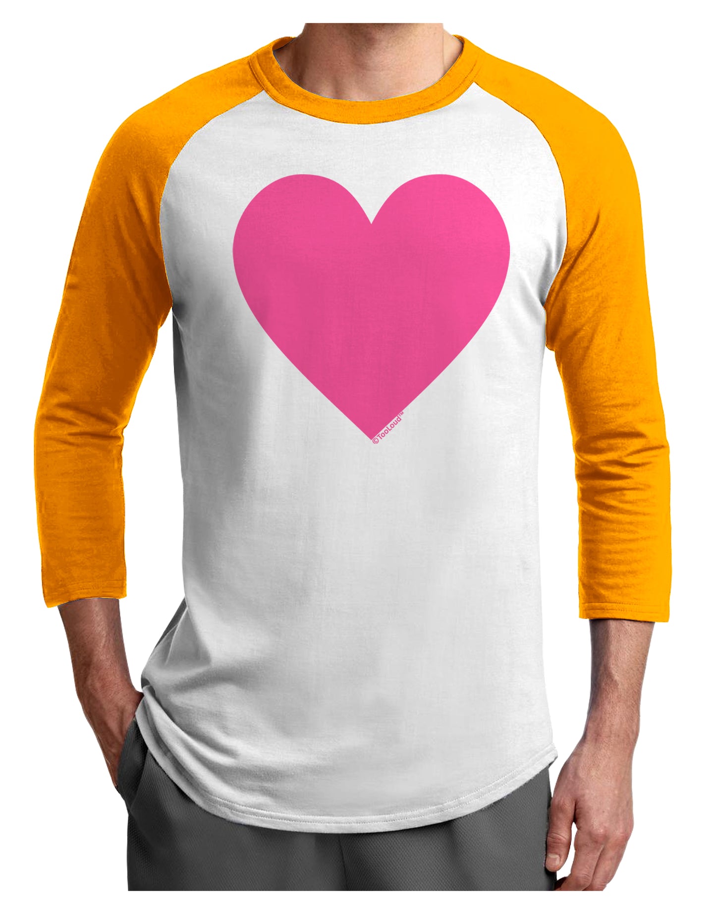 Big Pink Heart Valentine's Day Adult Raglan Shirt-Raglan Shirt-TooLoud-White-Gold-X-Small-Davson Sales
