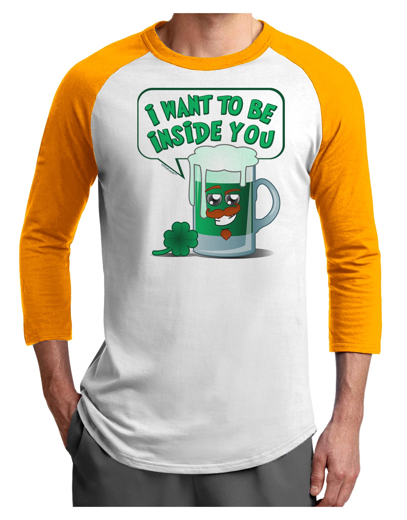 Green Beer - Inside You Adult Raglan Shirt-Raglan Shirt-TooLoud-White-Gold-X-Small-Davson Sales