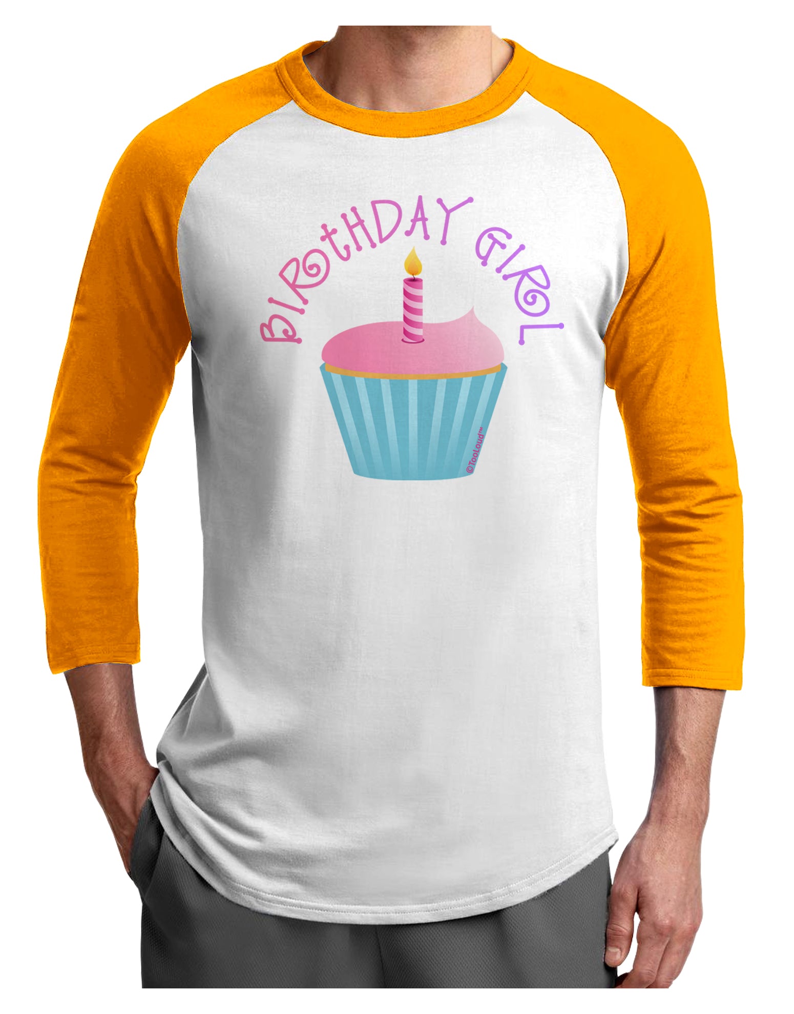 Birthday Girl - Candle Cupcake Adult Raglan Shirt by TooLoud-TooLoud-White-Gold-X-Small-Davson Sales