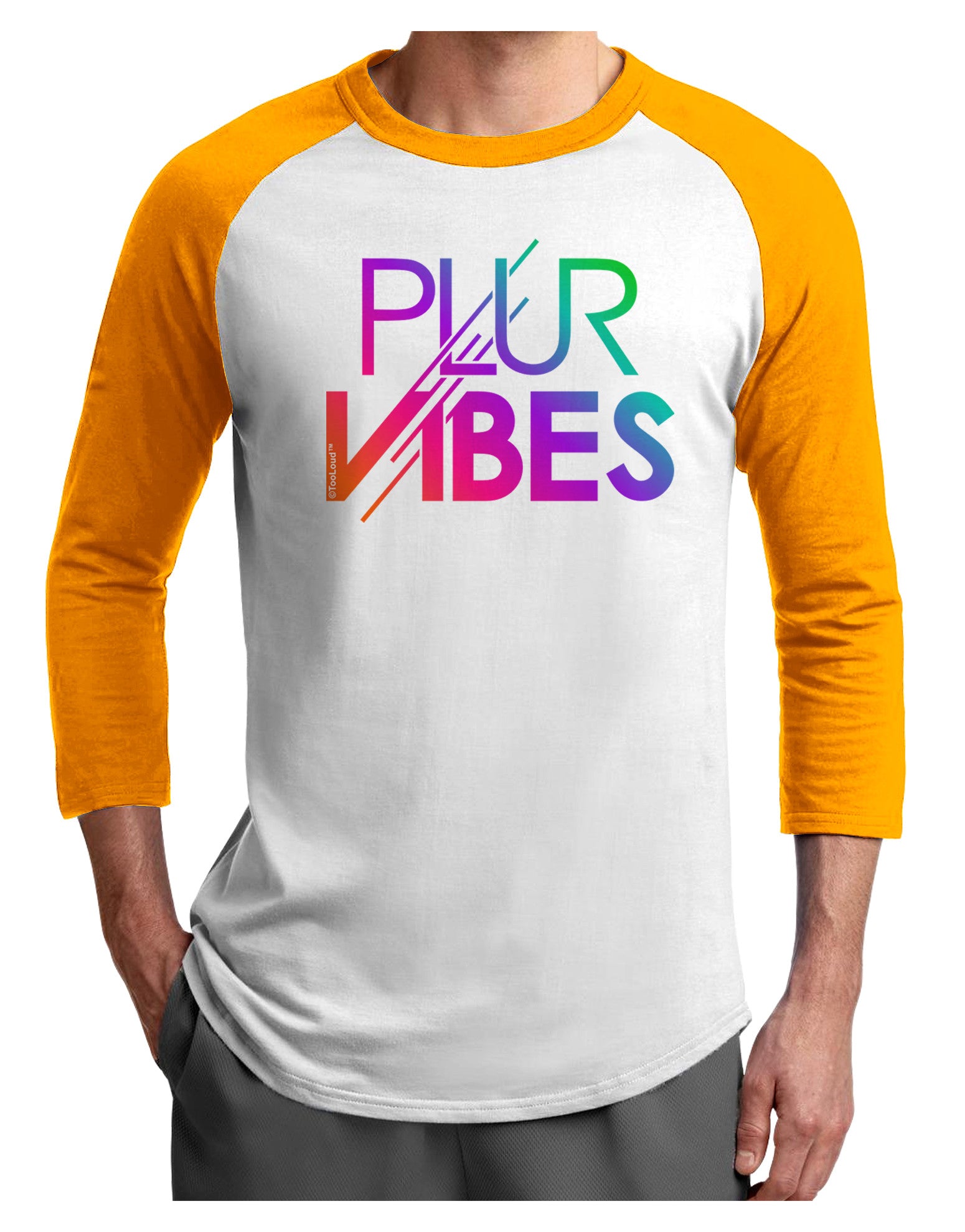 PLUR Vibes Adult Raglan Shirt-Raglan Shirt-TooLoud-White-Gold-X-Small-Davson Sales
