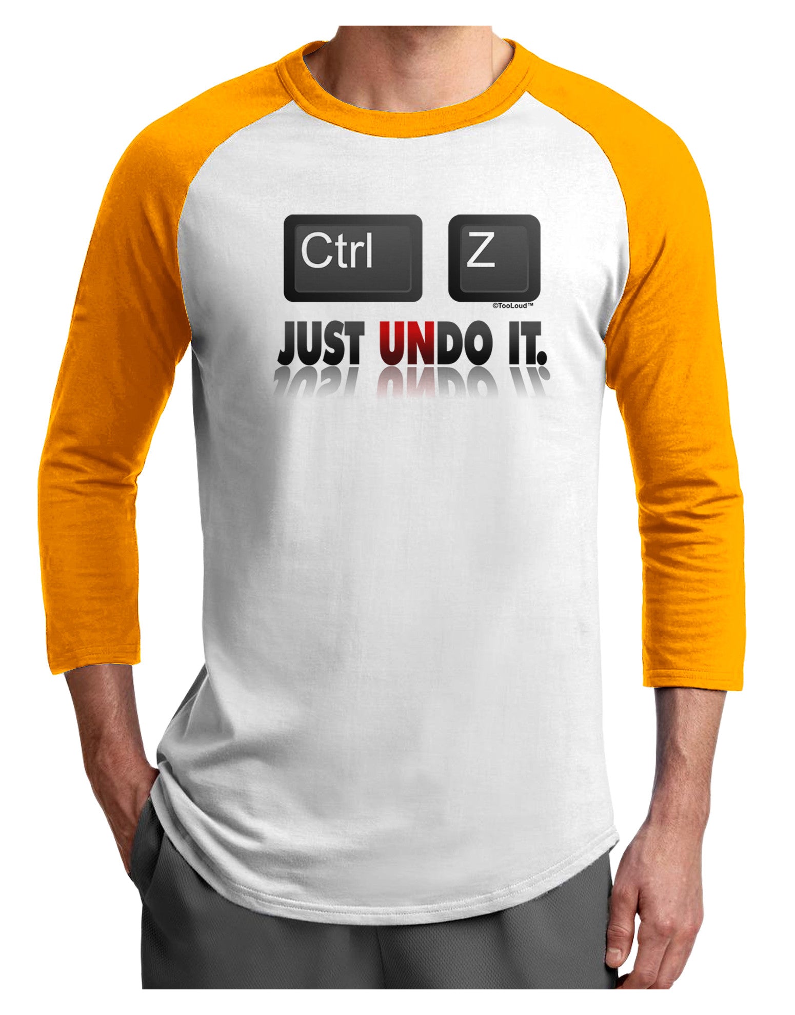 Ctrl Z Just Undo It Adult Raglan Shirt-Raglan Shirt-TooLoud-White-Gold-X-Small-Davson Sales
