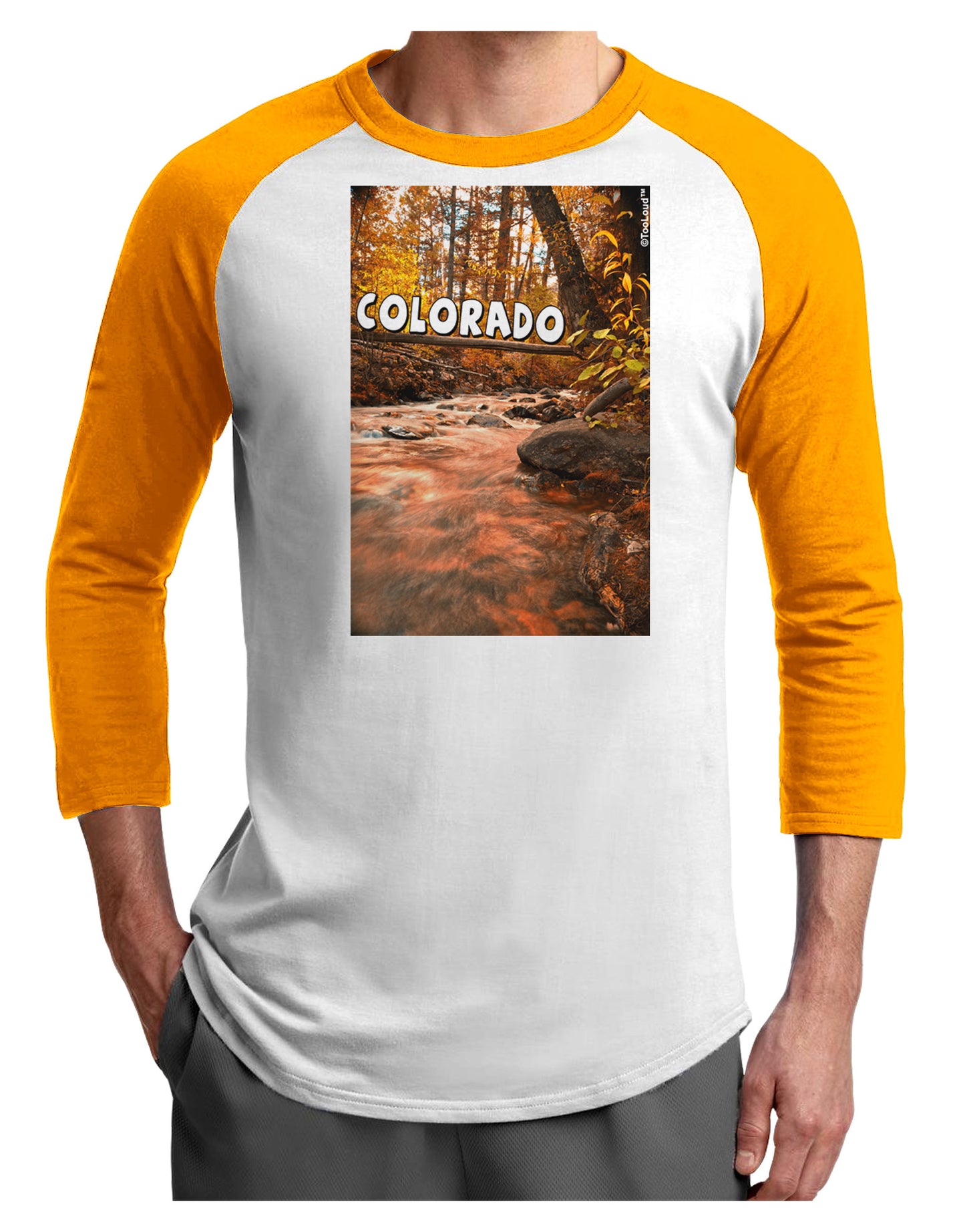 Mt Shavano Colorado Text Adult Raglan Shirt-TooLoud-White-Gold-X-Small-Davson Sales