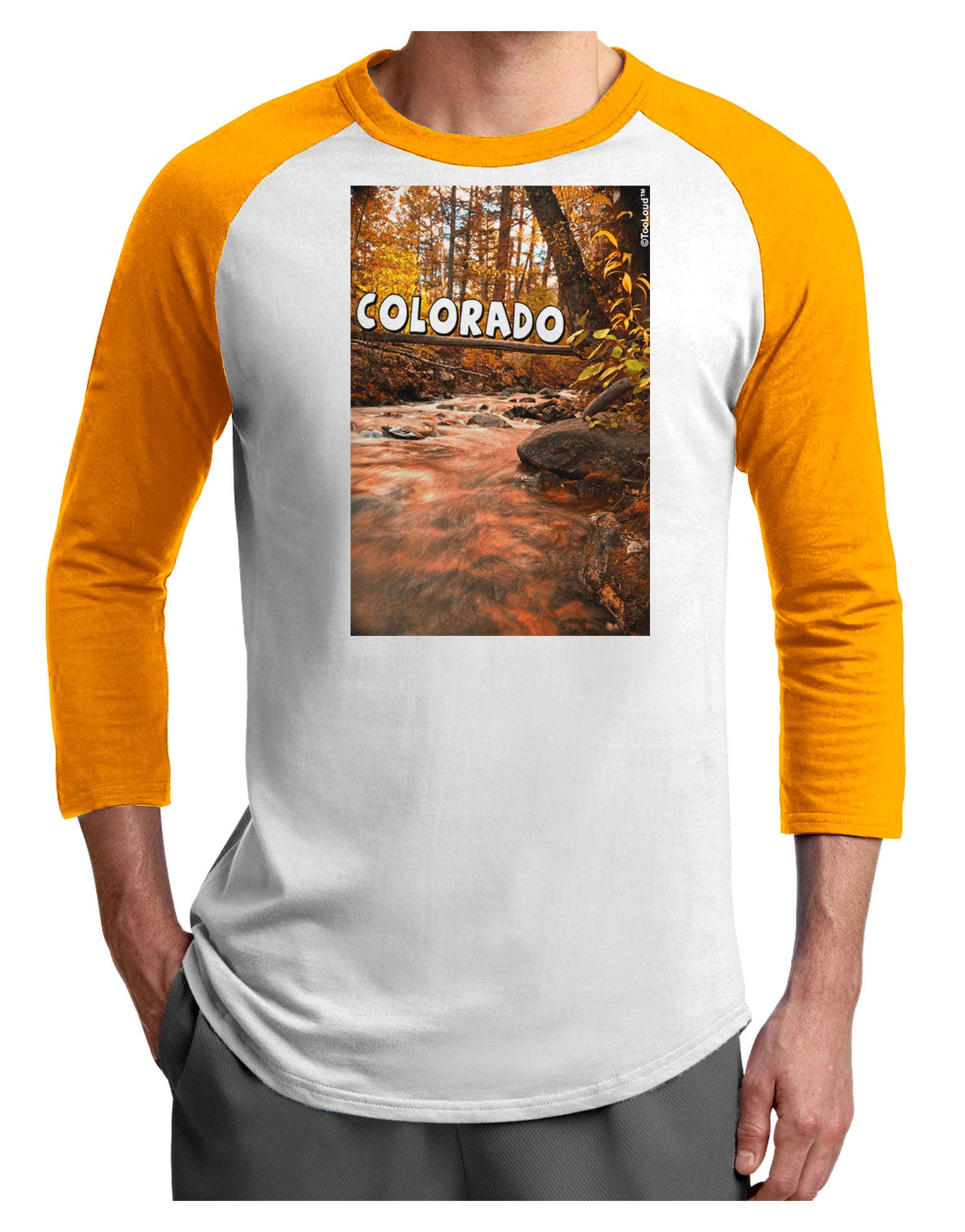 Mt Shavano Colorado Text Adult Raglan Shirt-TooLoud-White-Gold-X-Small-Davson Sales