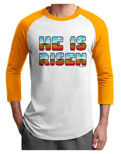 He Is Risen - Easter - Sunrise Letters Adult Raglan Shirt-Raglan Shirt-TooLoud-White-Gold-X-Small-Davson Sales