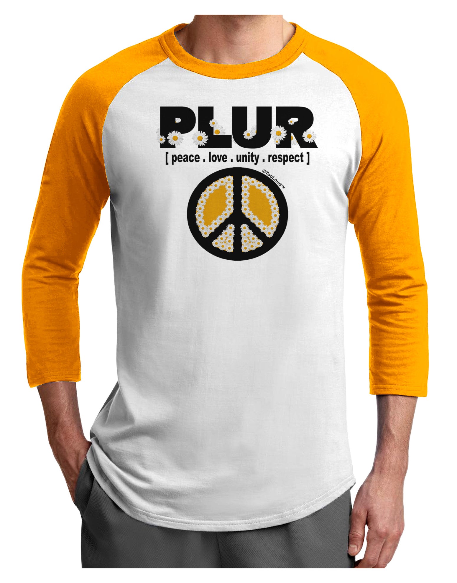 PLUR Daisies Adult Raglan Shirt-Raglan Shirt-TooLoud-White-Gold-X-Small-Davson Sales