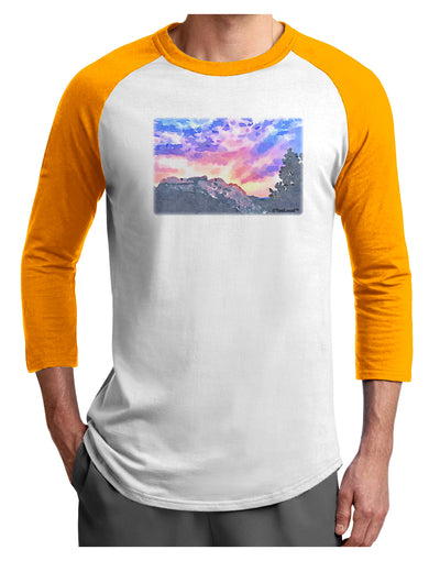 Colorado Rainbow Sunset Watercolor Adult Raglan Shirt-Raglan Shirt-TooLoud-White-Gold-X-Small-Davson Sales