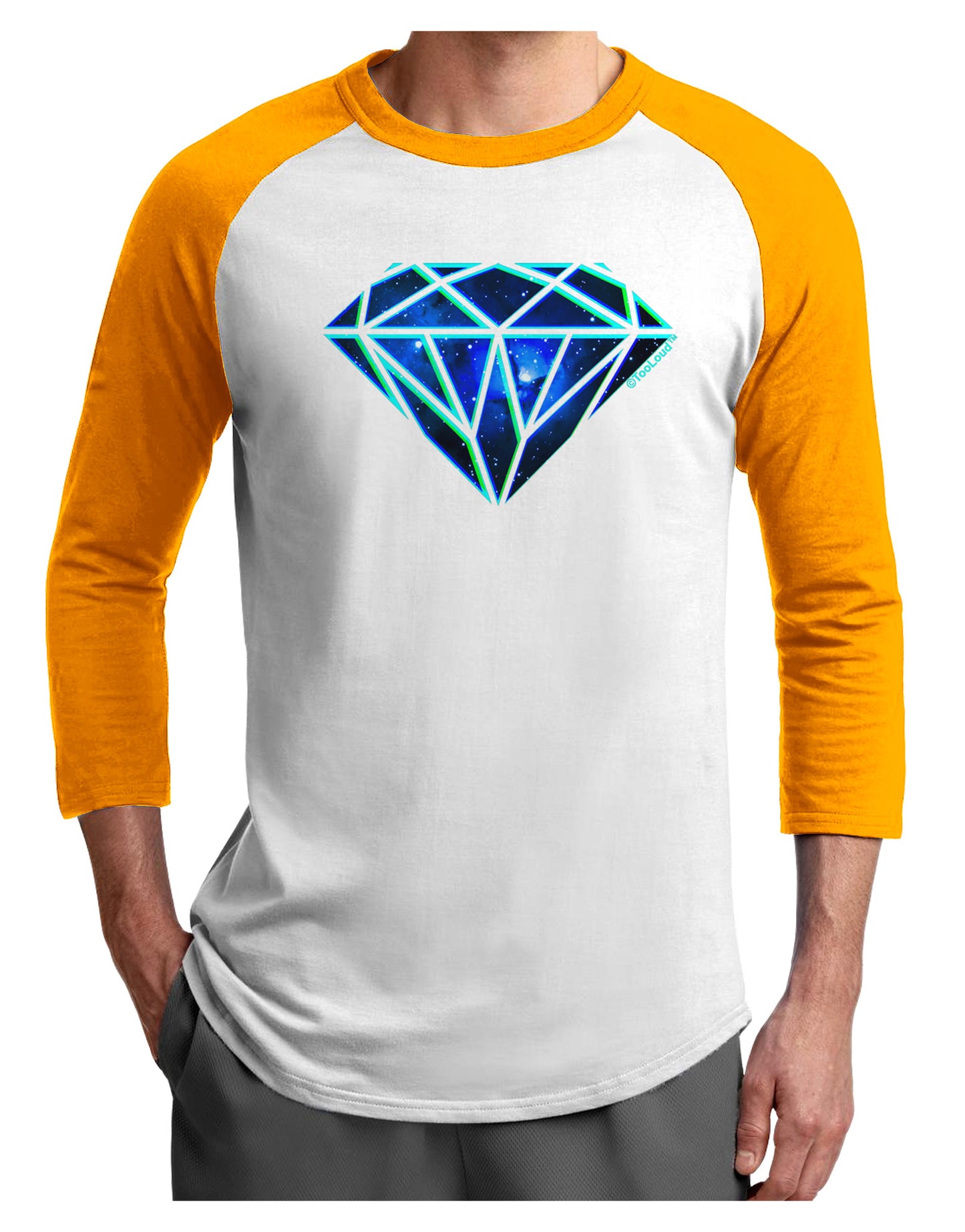 Space Diamond Adult Raglan Shirt-Raglan Shirt-TooLoud-White-Gold-X-Small-Davson Sales