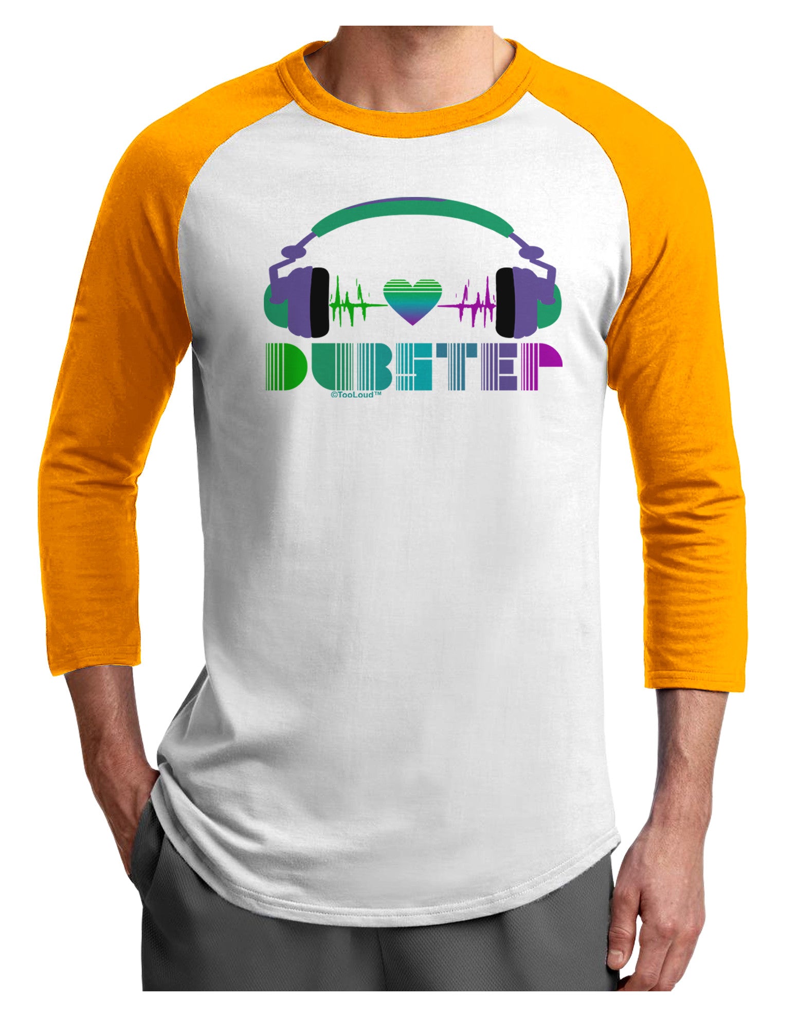 Heart Dubstep Adult Raglan Shirt-Raglan Shirt-TooLoud-White-Gold-X-Small-Davson Sales