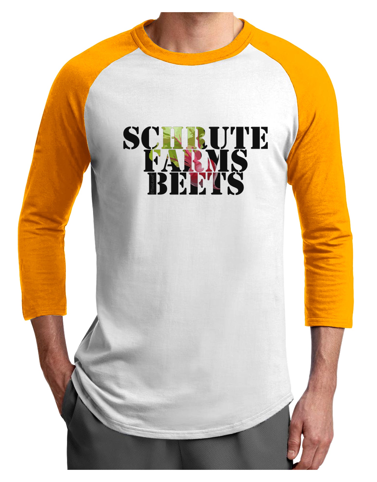 Schrute Farms Beets Adult Raglan Shirt by TooLoud-TooLoud-White-Gold-X-Small-Davson Sales