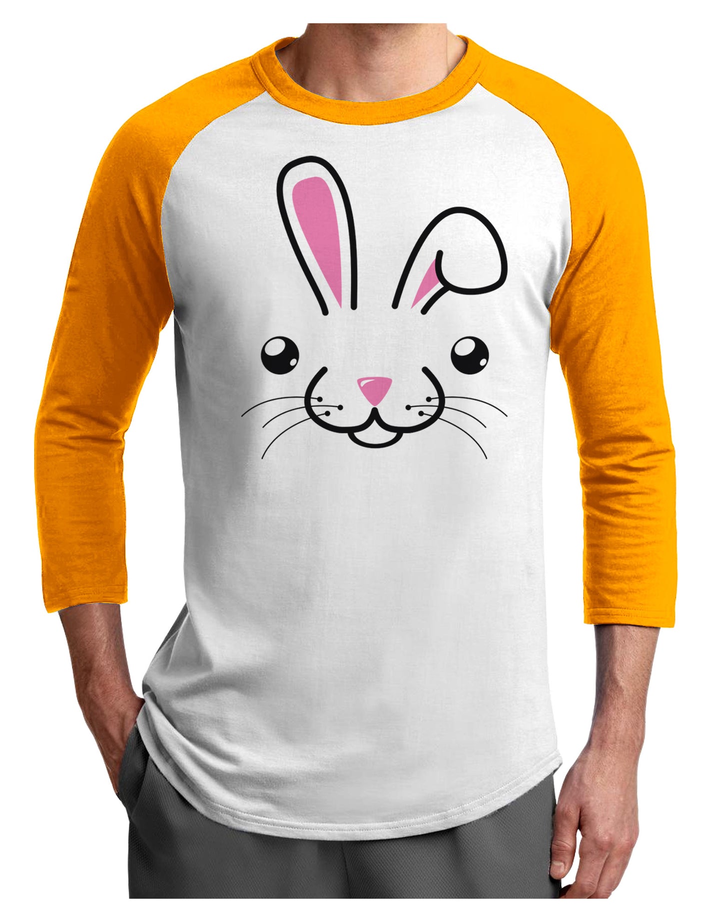 Cute Bunny Face Adult Raglan Shirt-Raglan Shirt-TooLoud-White-Gold-X-Small-Davson Sales