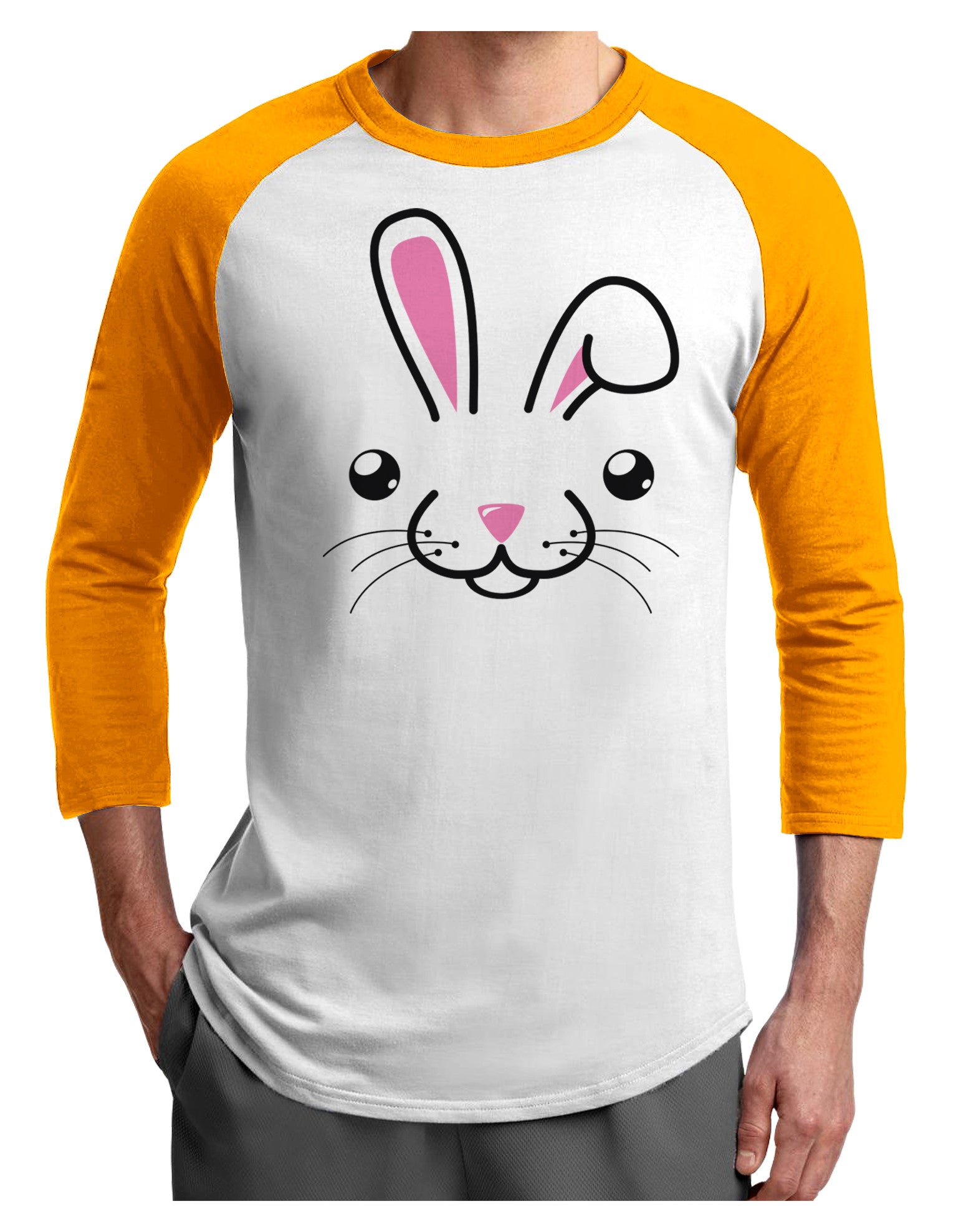 Cute Bunny Face Adult Raglan Shirt-Raglan Shirt-TooLoud-White-Gold-X-Small-Davson Sales